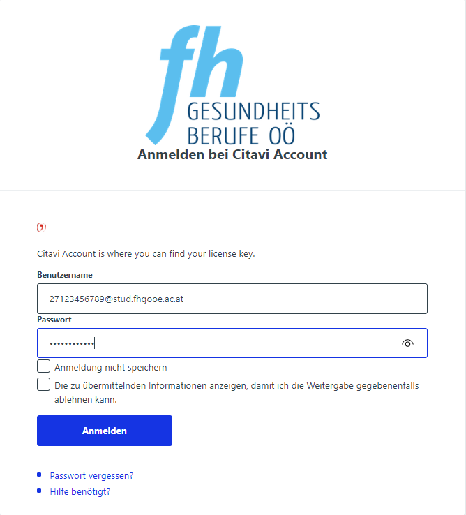 Bild mit Anleitung zur Anmeldung via der Shibboleth Login Page bei Citavi Web Bild mit Anleitung zur Anmeldung via der Shibboleth Login Page bei Citavi Web