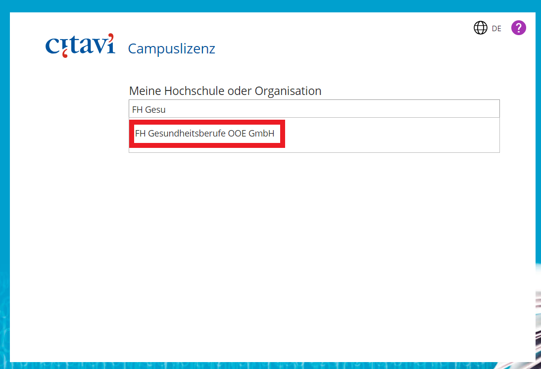Bild mit Anleitung zur Auswahl der Campuslizenz bei Citavi Bild mit Anleitung zur Auswahl der Campuslizenz bei Citavi