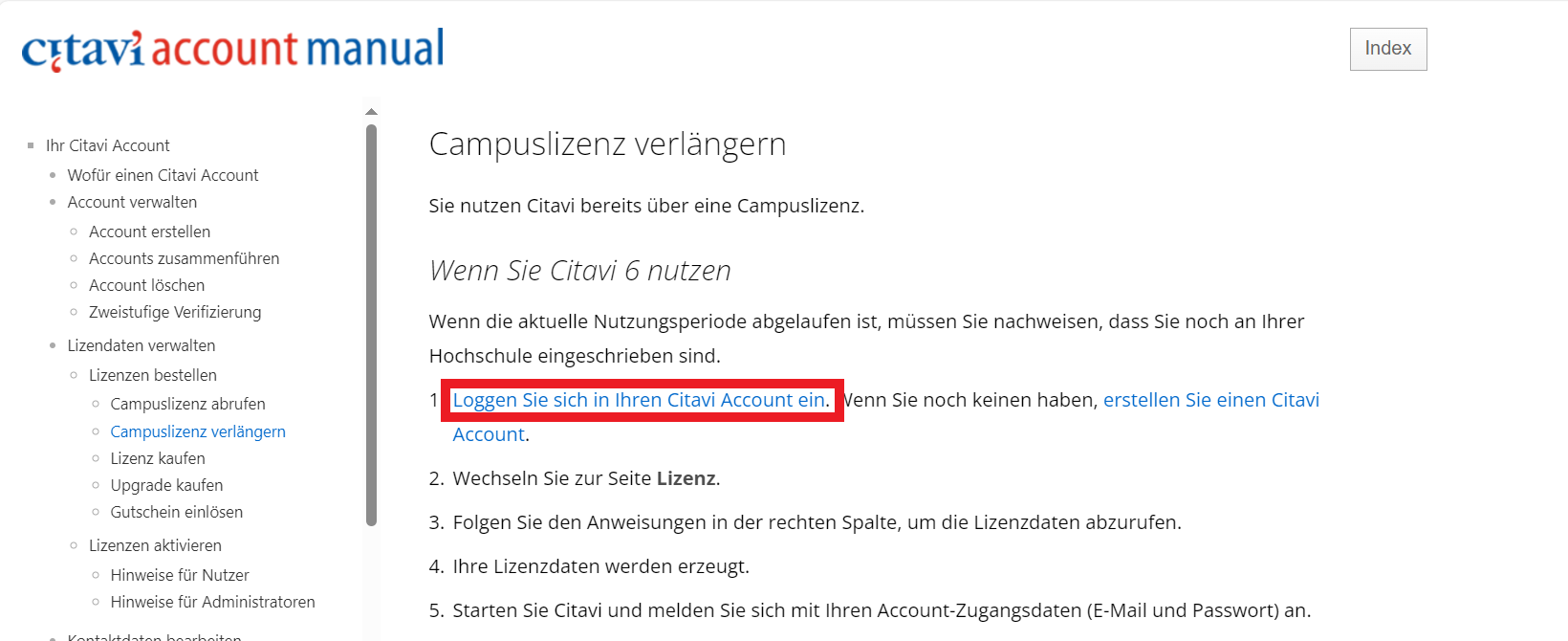 Bild mit Anleitung zum Login bei Citavi um die Lizenz zu Bestätigen Bild mit Anleitung zum Login bei Citavi um die Lizenz zu Bestätigen