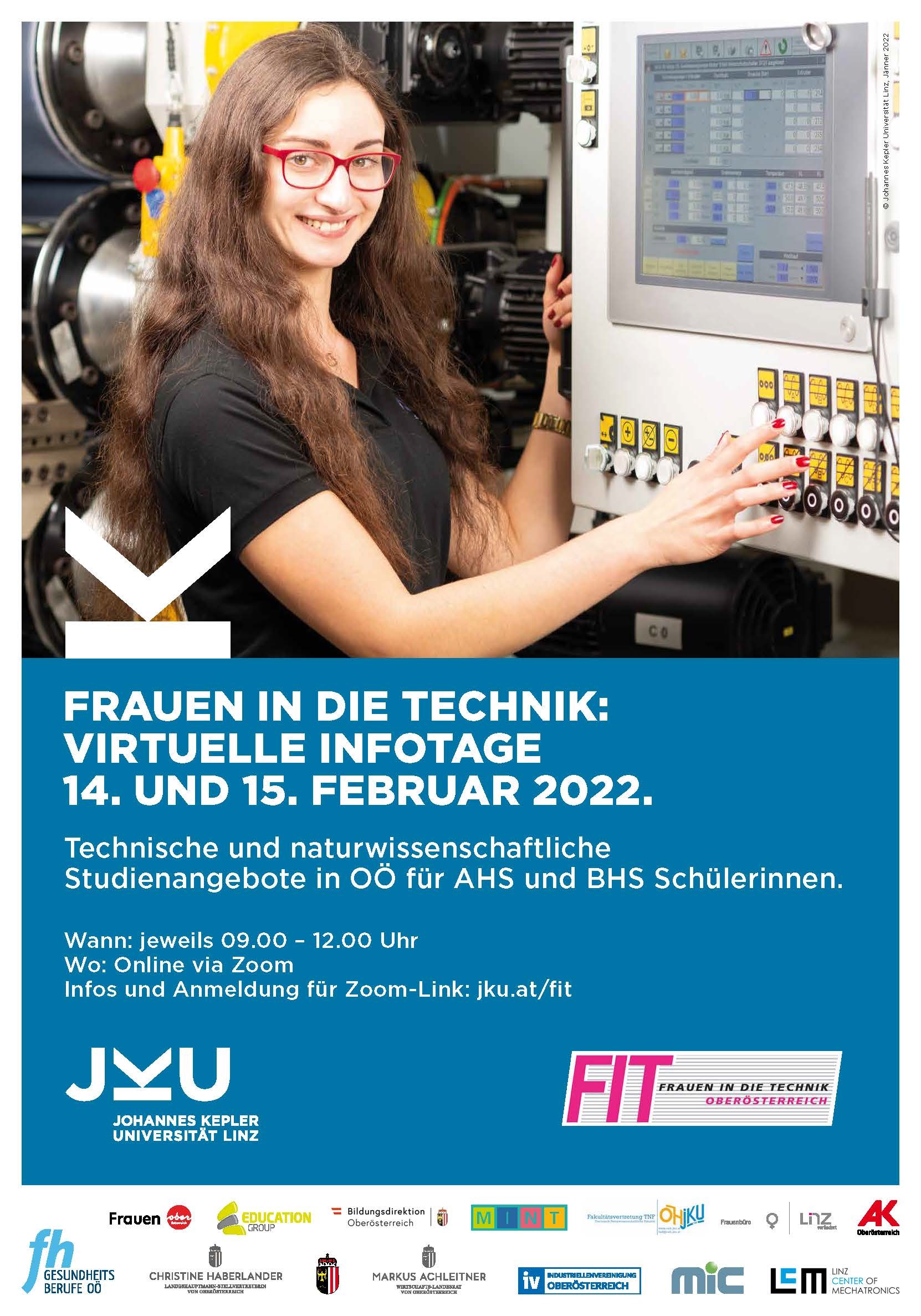 FIT - Frauen in die Technik Plakat zum virtuellen Infotag 2022 