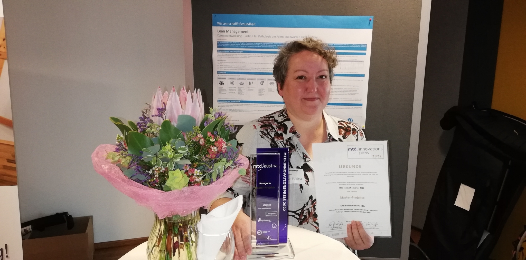 Eveline Ziebermayr, MSc. – Gewinnerin des MTD Innovationspreises 2022 Fotocredit: FH Gesundheitsberufe OÖ Eveline Ziebermayr, MSc. – Gewinnerin des MTD Innovationspreises 2022 Fotocredit: FH Gesundheitsberufe OÖ