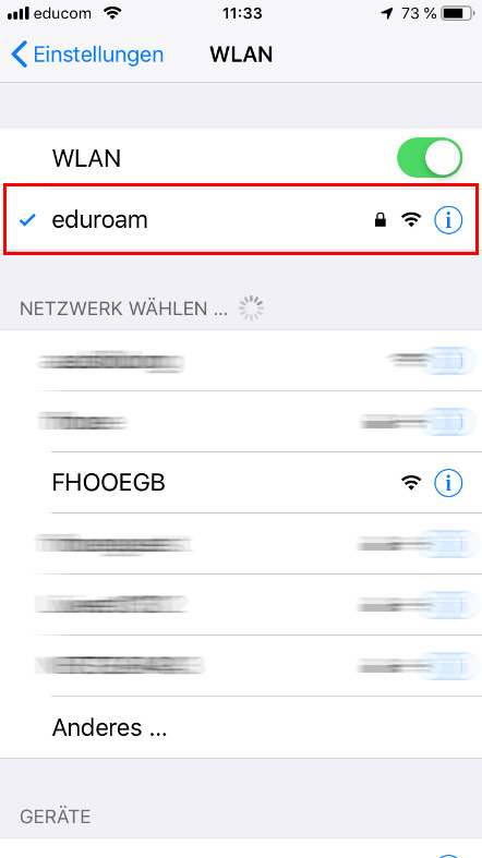 eduroam Screenshot ios erfolgreiche Verbindung 