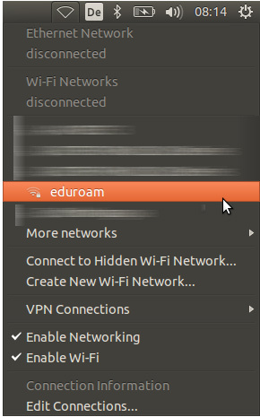 eduroam Screenshot linux WLAN Auswahl eduroam 