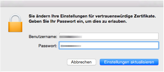 eduroam Screenshot macos Benutzerdateneingabe Zertifikat 