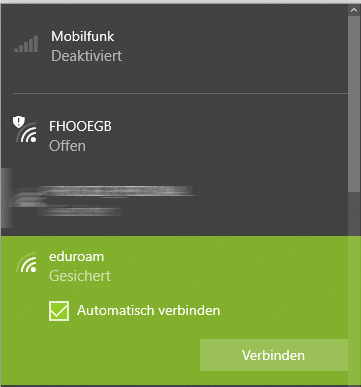 eduroam Screenshot Windows 10 Wlan eduroam Auswahl Detailansicht 