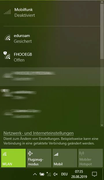 eduroam Screenshot Windows 10 Wlan Netzwerkauswahl 