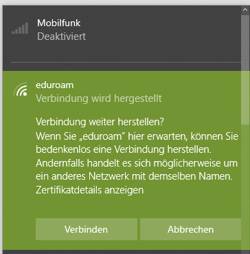 eduroam Screenshot Windows 10 Wlan eduroam verbinden 