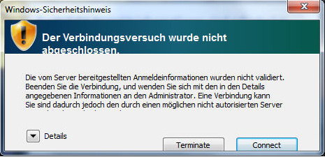 eduroam Screenshot Windows 7 Sicherheitshinweis 