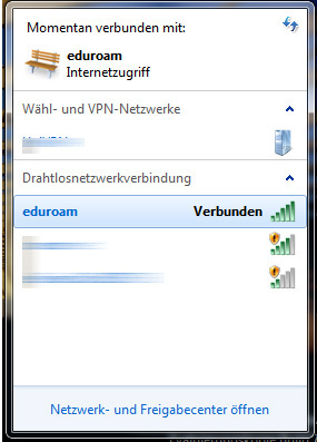 eduroam Screenshot Windows 7 erfolgreiche Verbindung 